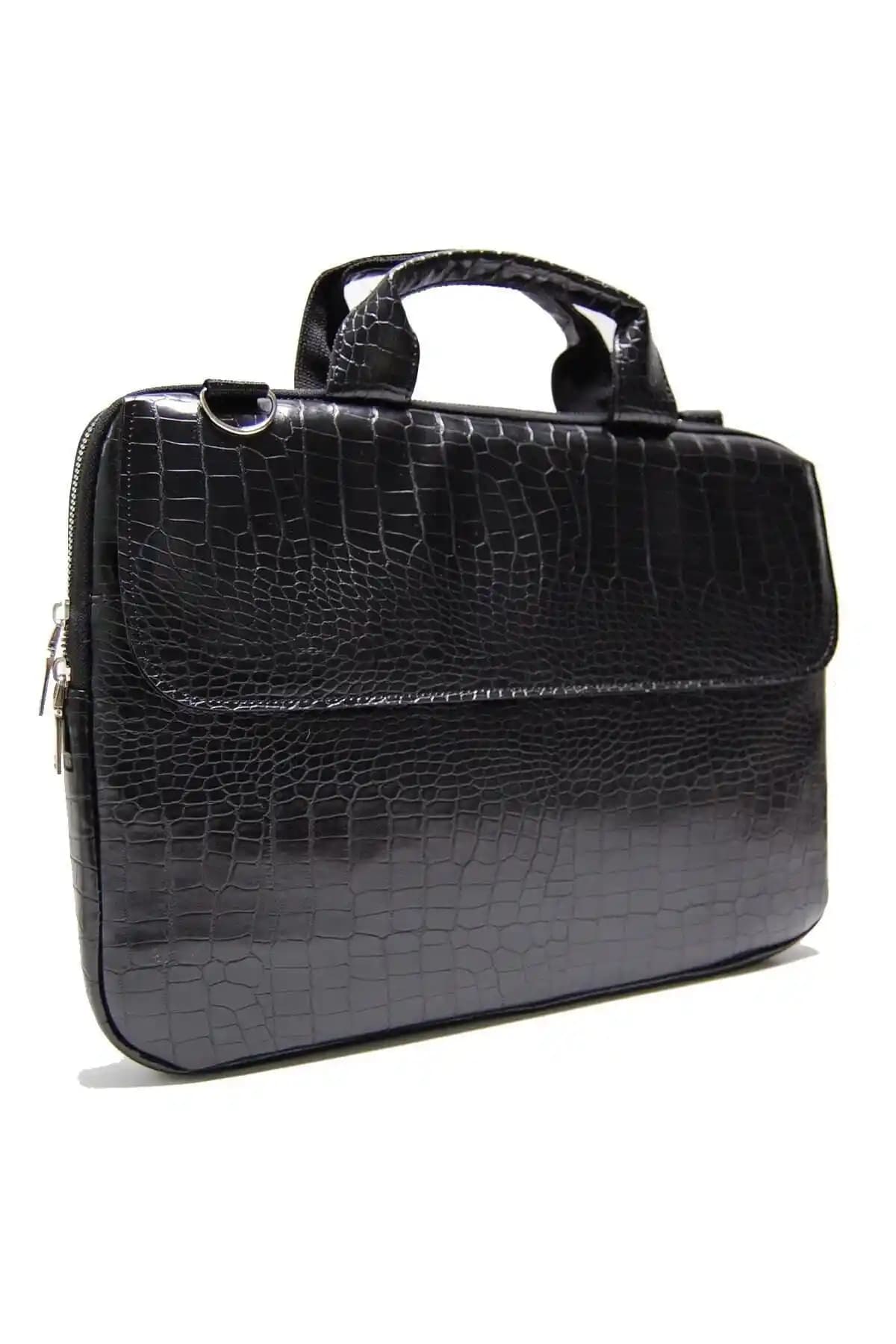 D'VERS Kroko Siyah Laptop Çantası MacBook Air ve Pro Serisi İçin Dayanıklı ve Şık Koruma Çözümü